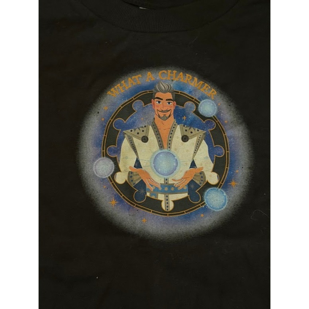 Disney Wish Movie King Magnifico What A Charmer Black Graphic T-Shirt Small NWT